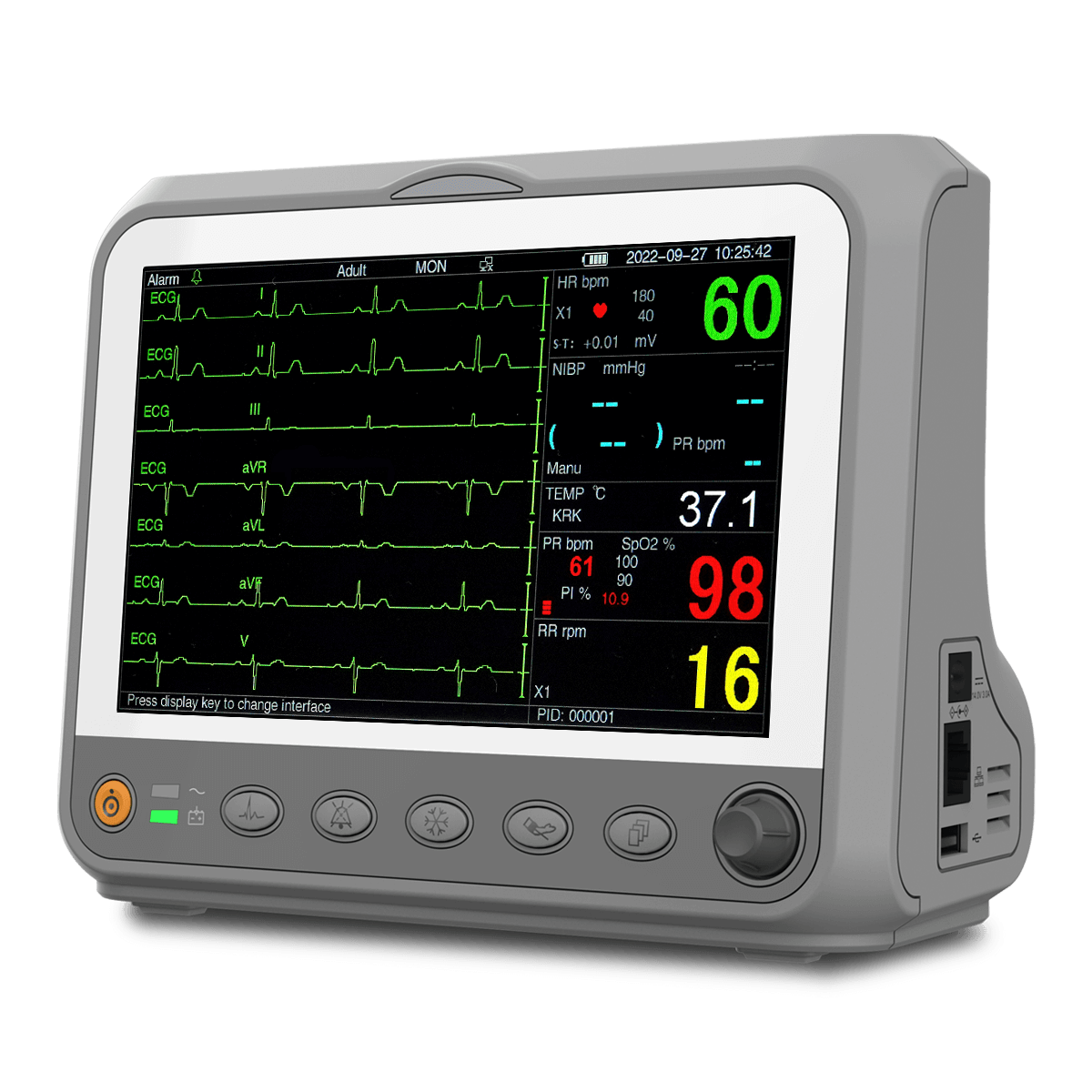 8Inch Touchscreen+EtCO2 Portable Patient Monitor Tracks Vital